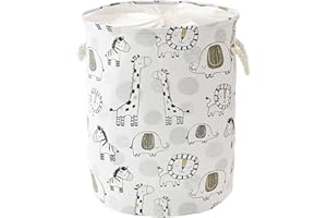 INough Kids Laundry Basket Extra Large Baby Hamper for Nursery, 58L Kids Hamper Toddler Room Essentials, Waterproof Canvas Clothes Hamper Toy Basket for Boys Foldable Laundry Hamper (Giraffe)