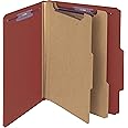 Smead Pressboard Classification File Folder with SafeSHIELD Fasteners, 2 Dividers, 2" Expansion, Letter Size, Red, 10 per Box (14075)