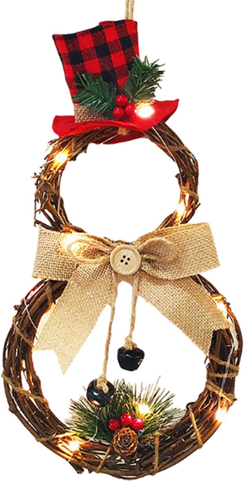 Christmas Wreath, 15.7 Inch LED Merry Christmas Front Door Wreaths Small Christmas Decorations Home Decor