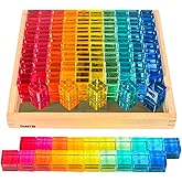 tickit Gem Cube Mirror Tray, 100 Translucent Acrylic Blocks | Explore Reflections, Light and Color, Sensory Manipulative for Kids