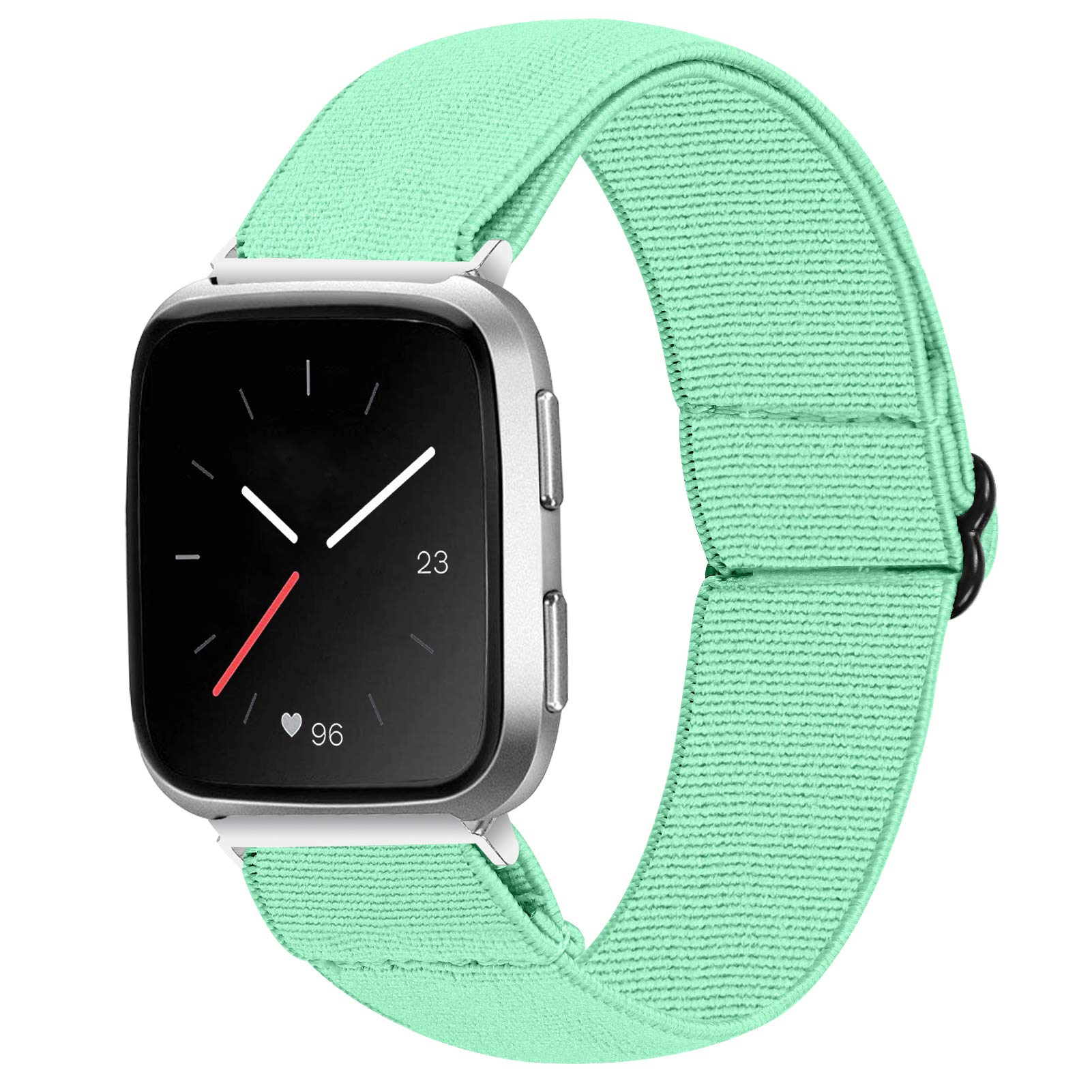 Ginamart Compatible with Fitbit Versa 2/Versa Lite/Versa Strap for Women Men, Woven Nylon Fabric Sport Wristband, Adjustable Replacement Watch Strap Band for Fitbit Versa/Versa SE (Green)