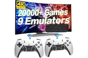 FUNTELL Wireless Retro Game Console, Built-in 20,000 Games, Plug & Play Video Game Console, 64G, 10-Emulator, TV Game Stick Pro, Dual 2.4G Wireless Controllers