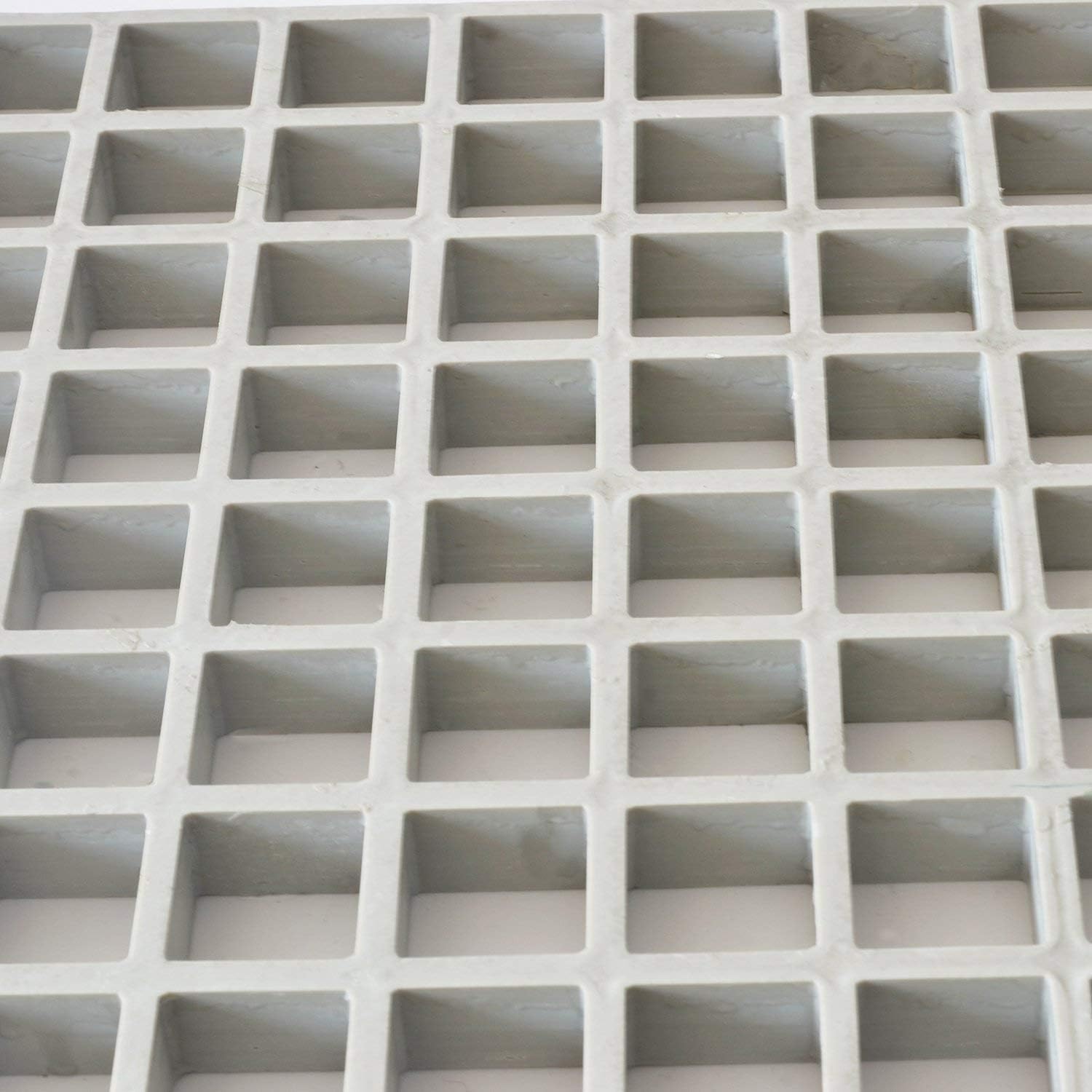 Eco Pultrusions Fiberglass Molded Grating Outdoor Square Drain Grating Cover Gray Nature Surface for Patio Garden Landscape Yard Lawn Garage, 4x12ft