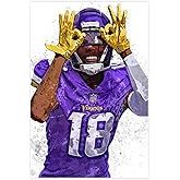 Justin Jefferson Poster Canvas Poster Wall Art Decor Print Picture Paintings for Living Room Bedroom Decoration Unframe: 12x18inch(30x45cm)