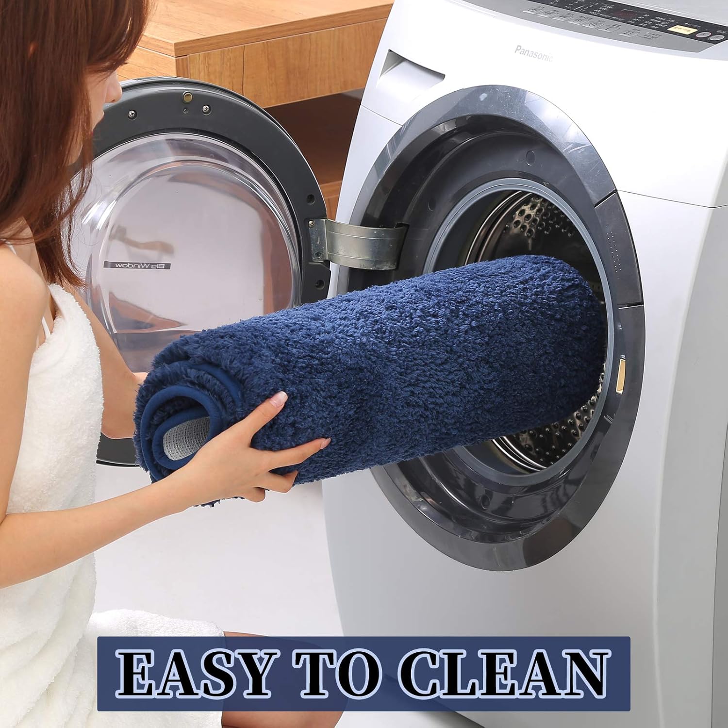 Bathroom Rug Non Slip Machine Washable, Bath Mat Durable Extra Thick, Shower Rug Microfiber Soft Absorbent(20 x 32 Inch, Dark Blue): Kitchen & Dining