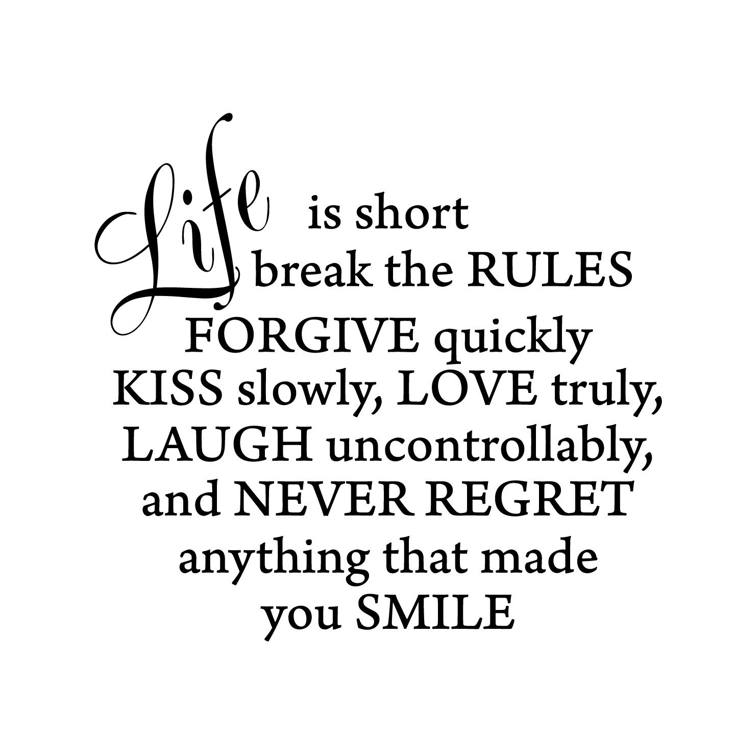 Amazon Life Is Short Inspirational Vinyl Wall Quote Words Decal Stickers Home Decor Brown Home & Kitchen