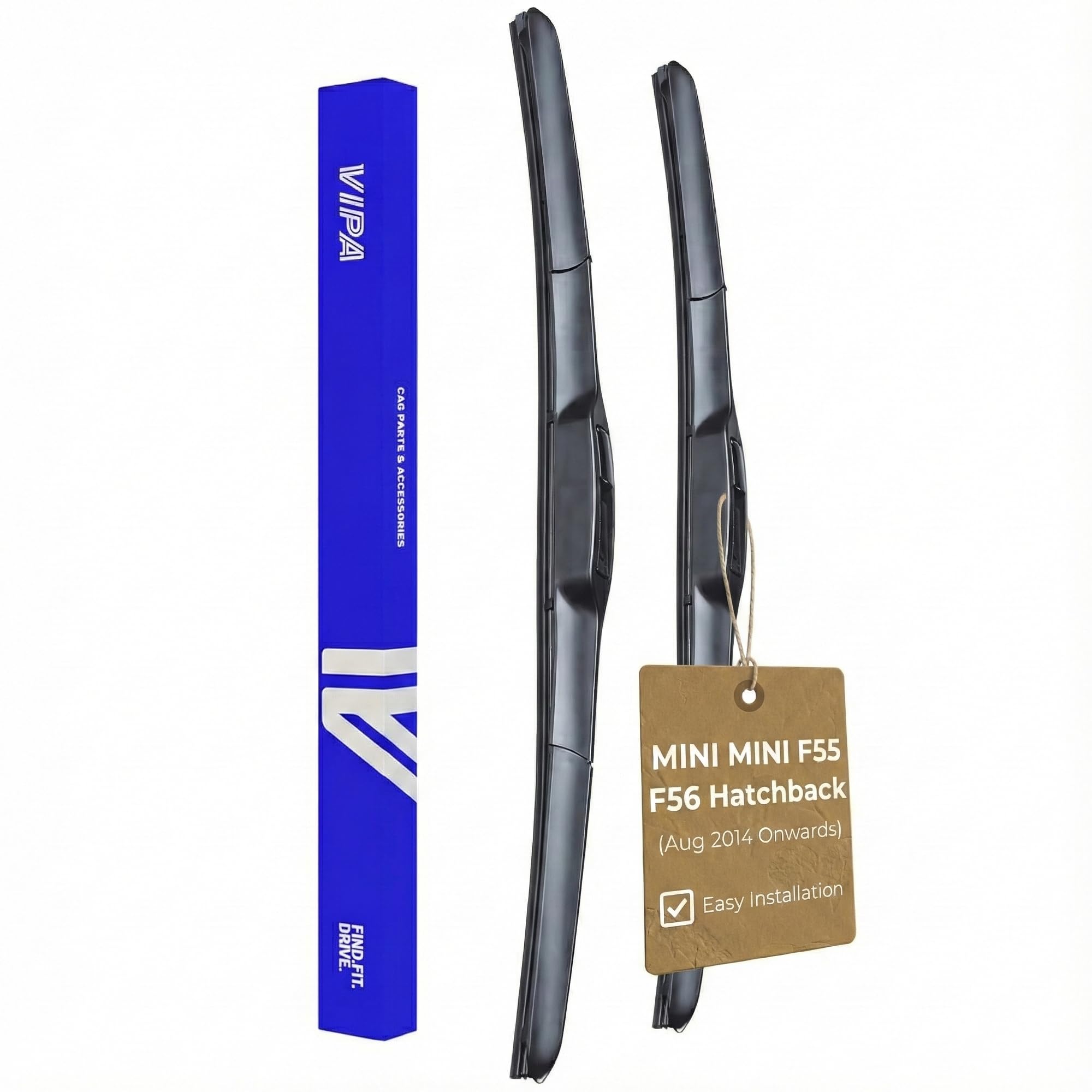 Vipa Car Parts Premium Wiper Blade Kit | Fits: MINI MINI F55 F56 Hatchback (Aug 2014 Onwards) | All-Weather Performance | Durable, Streak-Free Windshield Wipers | Easy Installation