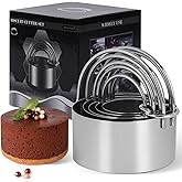 HUINF Biscuit Cutter Set,5-Piece Stainless Steel Round Cookie Cutter Set with Handle-Smooth,Multi-purpose Baking Tools