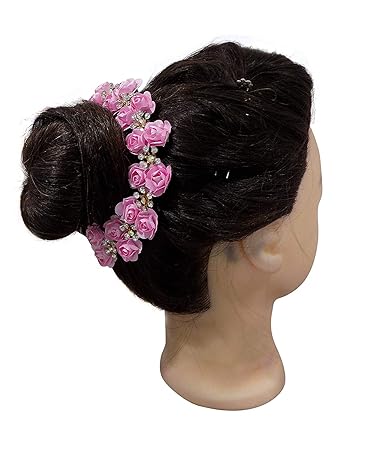 Morges Stylish Flower Gajra With Stones For Girls And Bridal Women