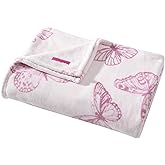 Betsey Johnson - Twin Blanket, Ultra-Soft Plush Bedding, Oversized Soft Blanket, Dorm Essentials (Malachite Butterfly Pink)