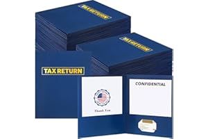 Chivertion 20 Pcs Tax Return Folders Bulk, Two Pocket Folders with Gold Printed Label, Letter Size Folders for Tax Professionals and Storing or Handling Personal and Customer Tax Returns (Dark Blue)