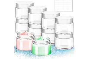 MotBach 10 Pack 6oz Plastic Jars with Lids, 180ml Round Clear Cosmetic Containers Makeup Jars, Travel Size Container Jar for Sample Lotion Cream Eyeshadow Powder Slime Ointment Salve Balm Storage