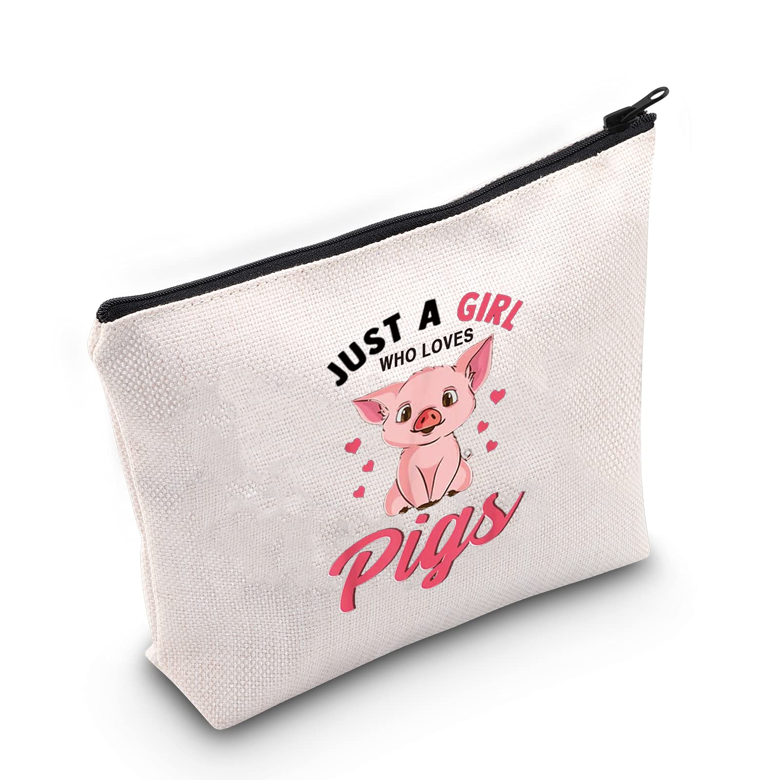 LEVLO Funny Pig Cosmetic Make up Bag Animal Lover Gift Just A Girl Who Loves Pigs Makeup Zipper Pouch Bag Pigs Lover Gift For Women Girls, Loves Pigs Bag