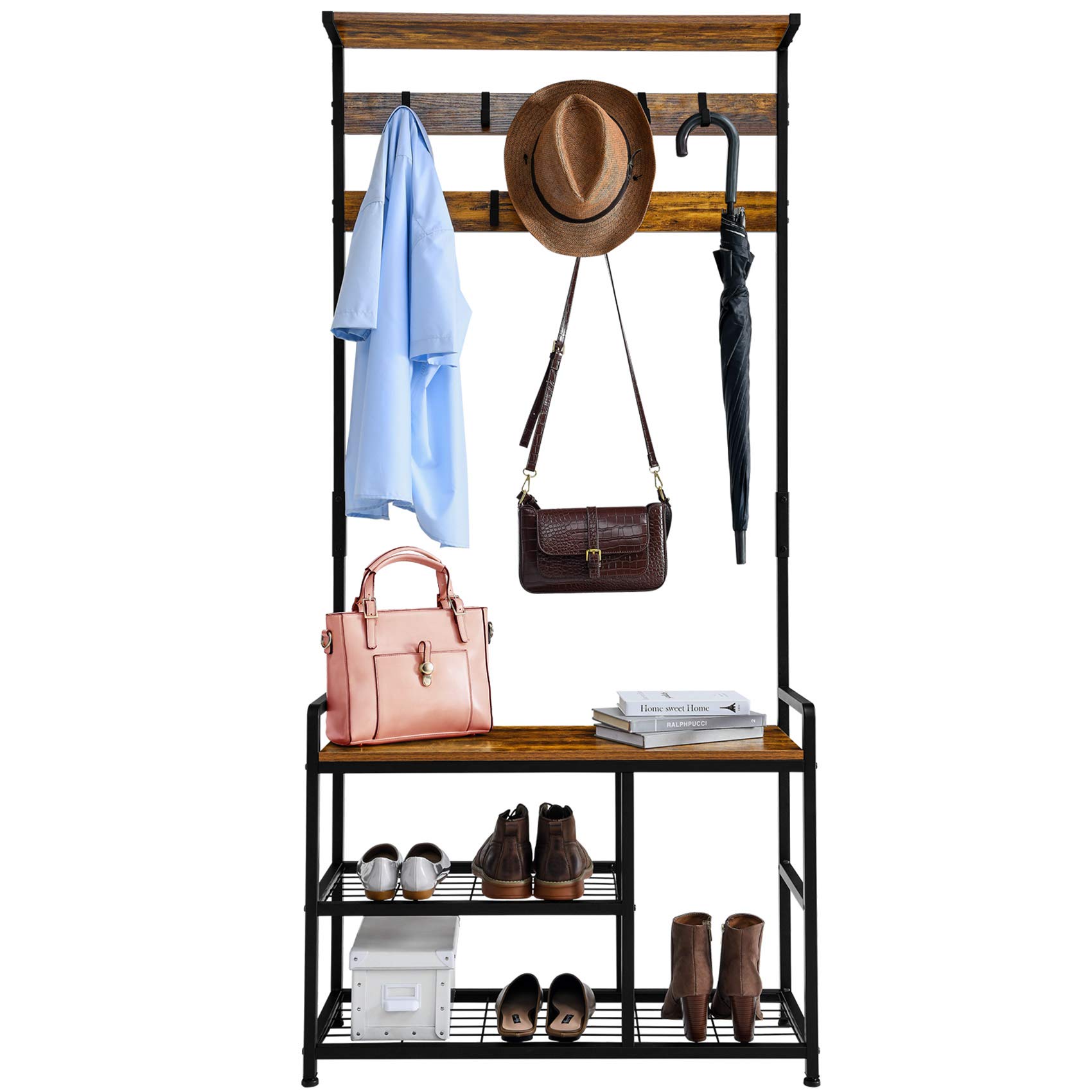 Buy Mr IRONSTONE Coat Rack Shoe Bench, 3in1 Hall Tree Entryway