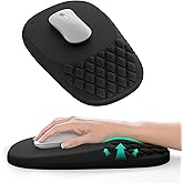 VAGAU Ergonomic Mouse Pad with Wrist Support, Wrist Rest Pain Relief Mousepad Memory Foam & Non-Slip PU Base for - Gaming, Office and Home (Black)
