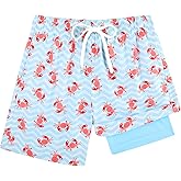 Cozople Boys Swim Trunks with Boxer Brief Liner Compression Swimwear Quick Dry Swim Shorts Bathing Suits 7-20 Years