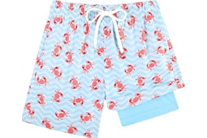 Cozople Boys Swim Trunks with Boxer Brief Liner Compression Swimwear Quick Dry Swim Shorts Bathing Suits 7-20 Years