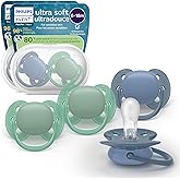 Philips Avent Ultra Soft Pacifiers - Orthodontic Design, for Babies 6-18 Months, Flexible Shield, Silicone Symmetrical Nipple, BPA-Free, 2 Sterilizing Cases, 4 Pack, SCF091/51