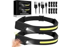 Lanlelin Headlamp Rechargeable, 2 Pack Super Bright 350 Lumen with 5 Light Mode 1200mAh Headlamp, 230°WideBeam Lampe Frontale