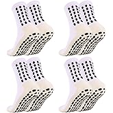ZXOLDZX 4 Pairs Men's Soccer Socks with Grip Pads Non-Slip Football Basketball Sports Grip Soccer Socks for Men Women