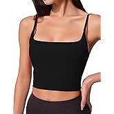 AugIris Womens Scoop Neck Longline Sports Bra U Back Adjustable Strap Double Lined Workout Crop Tank Top with Built in Pads