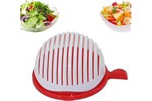 PICKZO Salad Cutter Bowl, Veggie Choppers and Dicers, Salad Chopper Bowl and Cutter, Multi-Functional Fast Salad Cutter Bowl, Salad Cutter Bowl with Lid Fast Vegetable Cut Set (Red)