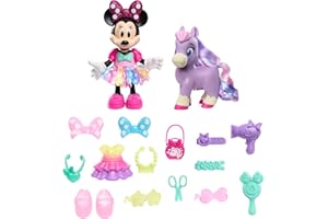 Disney Junior Minnie Mouse Groom & Glam Pony Set, Poseable 21-piece Doll and Accessories Set, Kids Toys for Ages 3 Up by Just Play