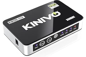 Kinivo HDMI Switch with Audio Extractor 360BNT (3 in one out, Toslink Optical Audio Port, SPDIF, 4K 60Hz, High Speed 18Gbps, 