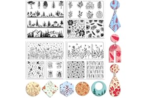 CHGCRAFT 4 Pcs 4 Styles Wildflowers Polymer Clay Texture Sheets Mushrooms Silicone Texture Stamp Leaves Clay Texture Mat Modeling Pattern Pad Texture Sheets for Making Earrings Jewerly, 5.5x5.5 inch