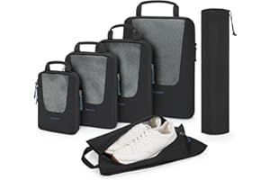 BAGSMART Compression Packing Cubes for Travel, 6 Set/5 Set/4 Set, Compression Suitcase Organizer Bags Set for Suitcases Travel Essentials, Lightweight Packing Organizers