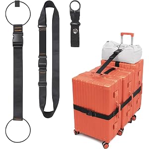 3 Pack Luggage Straps for Suitcases, Luggage Connector Strap, Adjustable Elastic Belt for Connecting 3 Suitcases and Add A Ba