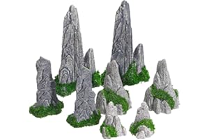 BESPORTBLE 8Pcs Mini Zen Garden Decor - Resin Fake Rocks for Diorama Supplies, Model Train Accessories, Bonsai & Fairy Landscape, Miniature Terrain for Terrarium, Tabletop Displays, Snake Habitat
