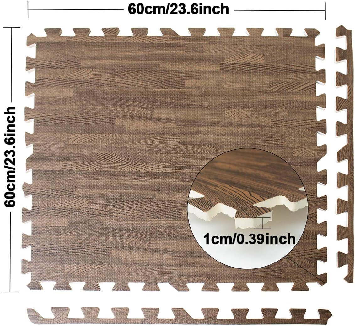 UMI. by Amazon 2′ x 2′(60cm x 60cm) EVA Foam Wood Grain Interlocking