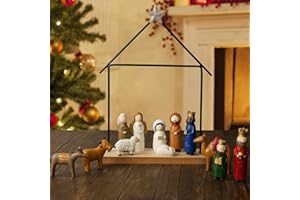 Juegoal Christmas Nativity Sets, Set of 13 Mini Nativity Scene Resin Figurines, Xmas Holy Family Table Ornaments Religious Holiday Party Supplies Collection Gifts Mantle Shelf Centerpieces Decorations