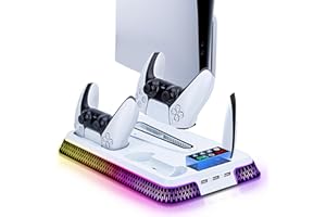 Wigearss Cooling Stand for PS5 Slim/Pro with Dual Controller Charging Station for Playsation 5 Disc/Digital Console,Cooling S