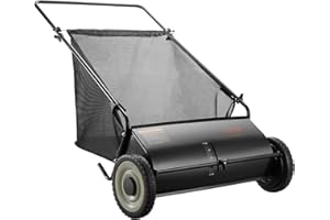 VEVOR Push Lawn Sweeper, 26-inch Leaf & Grass Collector, Strong Rubber Wheels & Heavy Duty Thickened Steel, Durable to Use wi