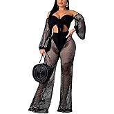 Sexy Cover Ups for Swimwear Vacation Off The Shoulder Top Long Pants Bikini Cover Ups Swimwear Beach