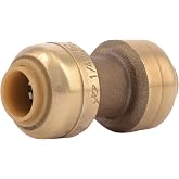 SharkBite 1/4 inch Coupling, Push to Connect Brass Plumbing Fitting, PEX Pipe, Copper, CPVC, PE-RT, HDPE, U004LFA