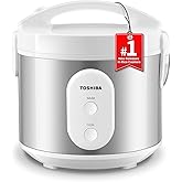TOSHIBA Rice Cooker & Steamer Simple 5.5 Cup(Uncooked) with Steaming Basket, Removable Non-Stick Inner Pot & Inner Lid, for S