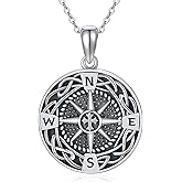 Compass Necklace Sterling Silver Celtic Knot Travel Pendant Necklace Inspirational Graduation Jewelry Gifts for Women Men
