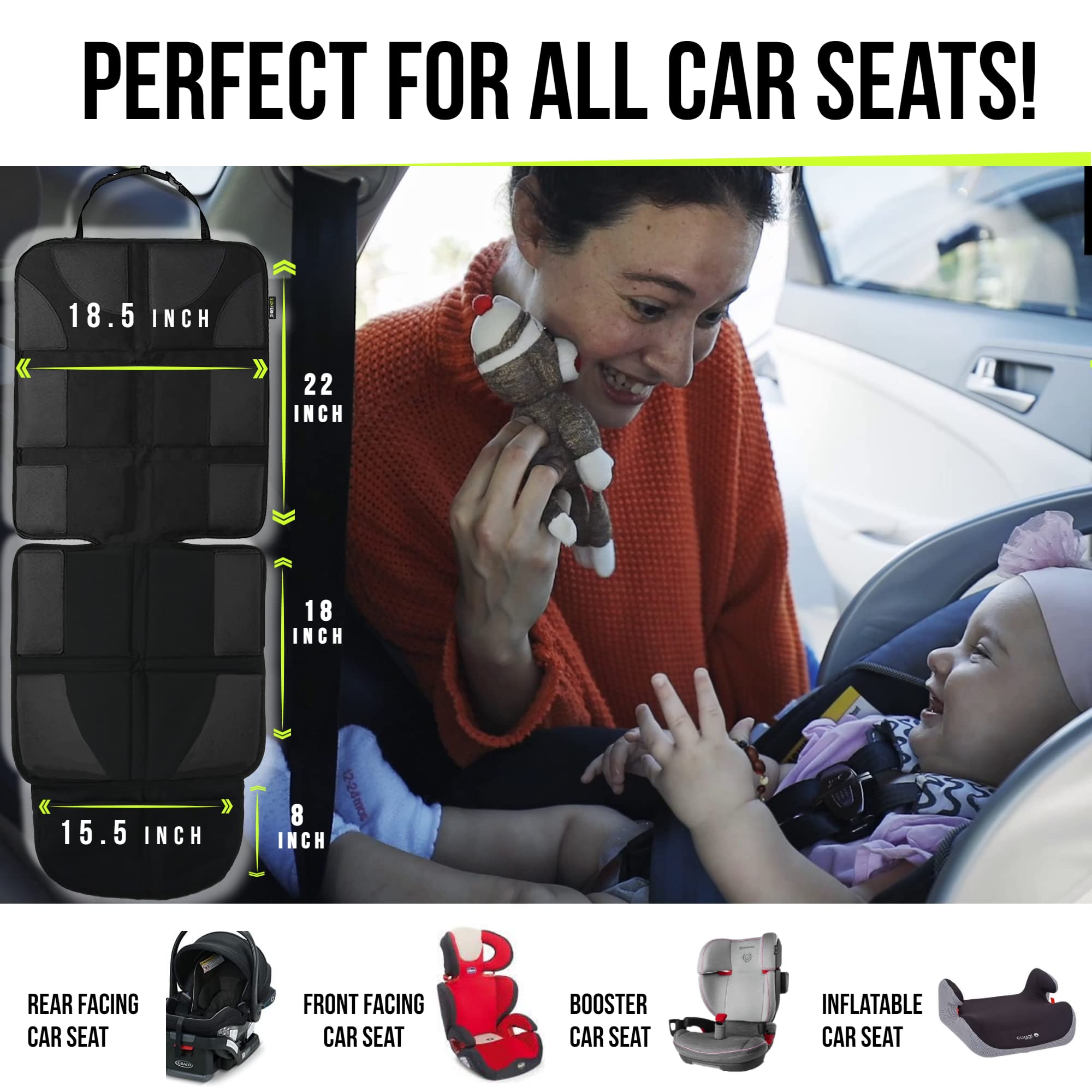 Sunferno Car Seat Protector for Child Car Seat – Baby Car Seat Cover for Ultimate Protection | Keeps Upholstery Clean, Safe & Damage-Free | Waterproof, Padded & Anti-Slip for Stress-Free Rides