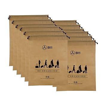 B11 Fabric Portable Drawstring Storage Bag (Beige, 13 x 17 Inch) - Pack of 12