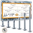 GVAKMM Sheet Metal Screws Assortment Kit,#8 Self-Tapping Screws Set for Metal,155pcs,6 Sizes(2'',1-1/2'',1'',3/4''，5/8'',1/2'')Modified Truss Head Zinc-Plated Self-Drilling Tek,for Wood,Metal,Plastic