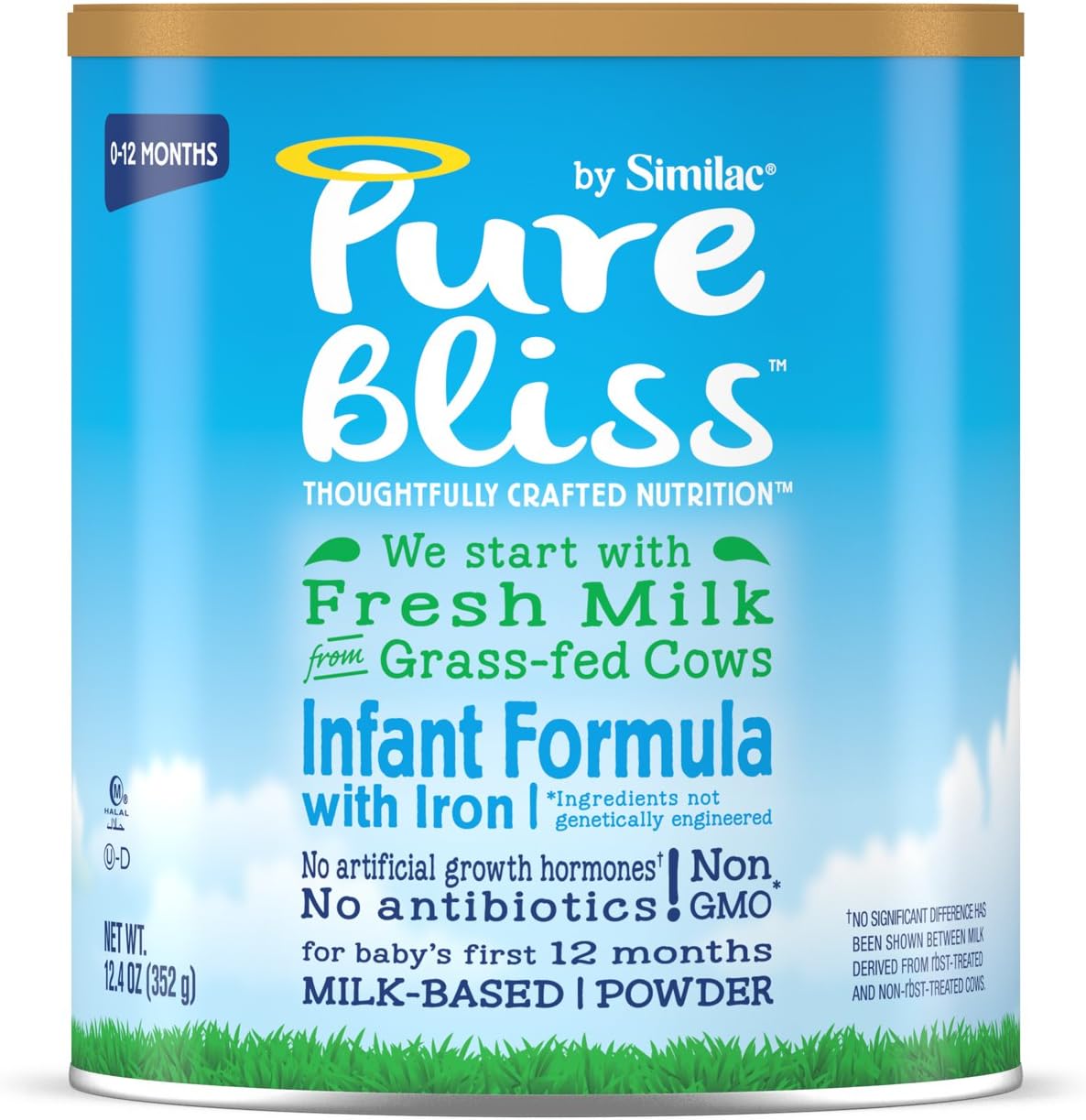 Pure Bliss by Similac Infant Formula, Modeled After Breast Milk, Non-GMO Baby Formula, 12.4 ounces, 4 count