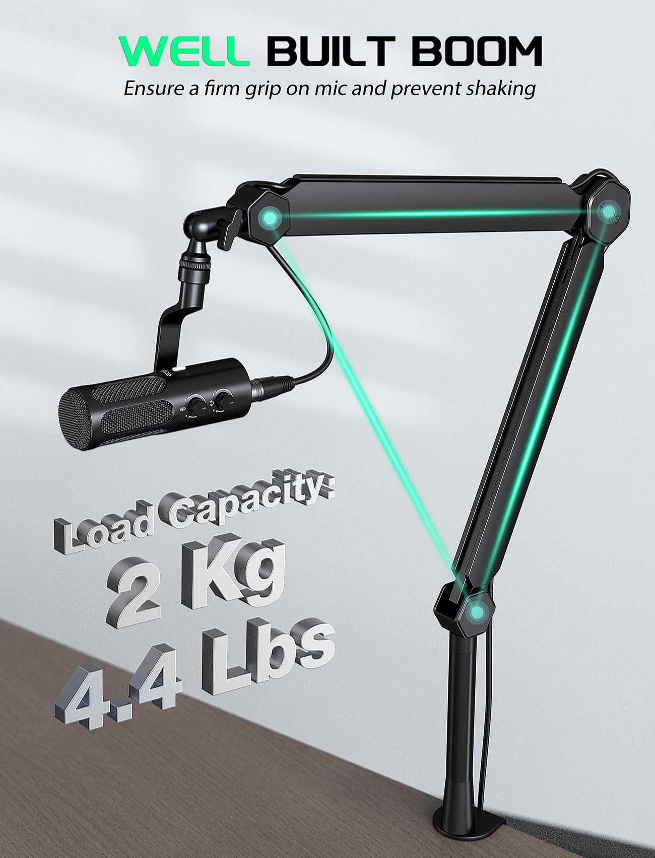 FIFINE Mic Boom Arm, Microphone Stand with Cable Management Channels, Extension Tube, Desk Clamp, Thread Adapter, Fully Adjustable Metal-Built Podcast Mic Arm for Streaming Gaming Recording-BM66T