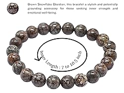 Brown Snowflake Obsidian Bracelet for Women Men's