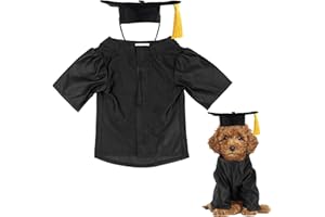 GraduatePro Dog Graduation Cap and Gown Costume Set - Adjustable Knit Fabric with Gold Tassel, 3 Sizes (S/M/L) for Small Dogs & Cats to Medium Dogs, Washable Formal Pet Graduation Attire (Black)