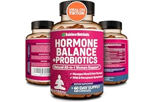 RAINBOW NUTRIENTS, LLC Hormone Balance + Probiotics for Women- Natural Menopause Relief, Weight Management, Bloating, Hot Flashes, PMS | Organic Maca, Chasteberry, Dong Quai & Black Cohosh | Non GMO |120 V Capsules
