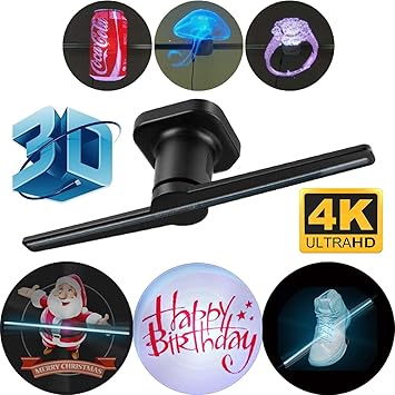 Microware 3D 5D 4K Hologram Fan, WiFi Advertising Display Led Fan Holographic Video Projector Imaging Naked Eye Led Fans Advertisement Player Machine is Best for Business, Store Sign, Shop, Bar