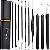 Pimple Popper Tool Kit - Boxoyx 10 Pcs Blackhead Remover Comedone Extractor Kit with Metal Case for Quick and Easy Removal of
